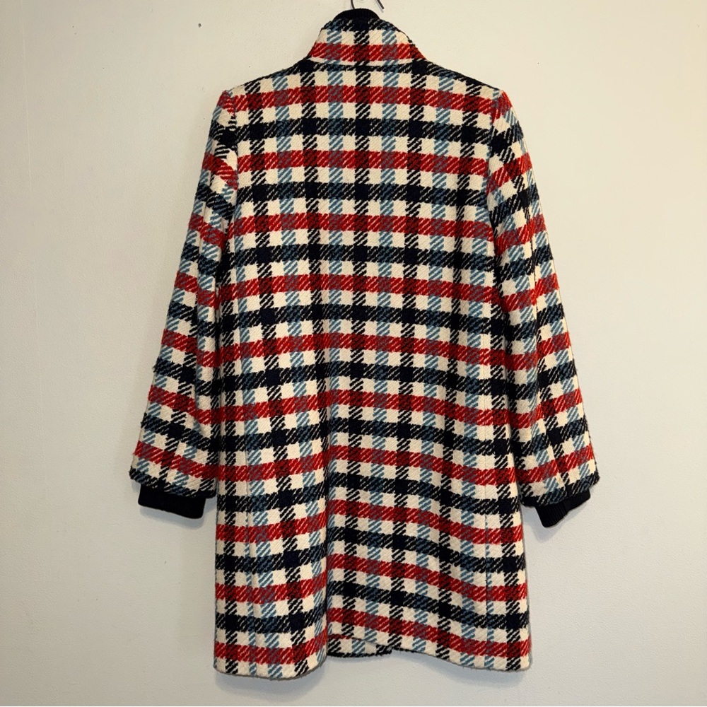 Banana Republic Italian Plaid Stadium Jacket Wool Blend Pea Coat Preppy Sz Small - Picture 4 of 9